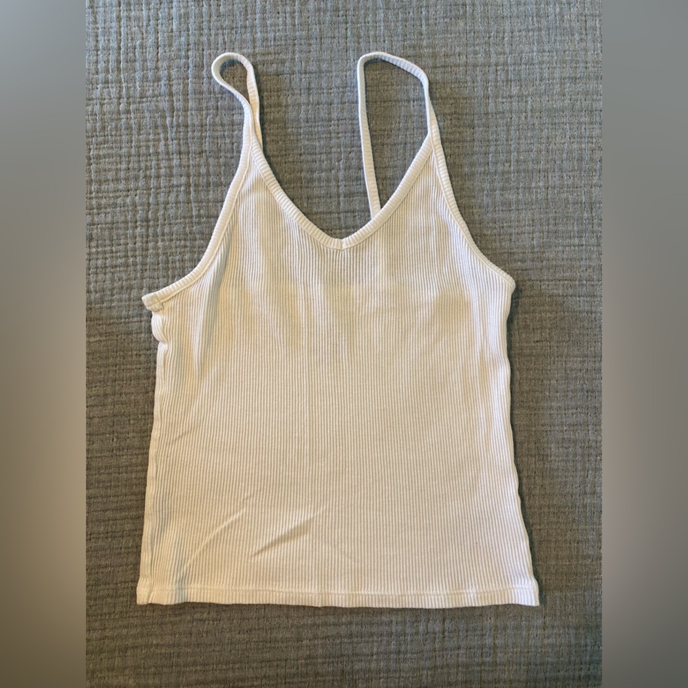 White Ribbed Tank Top